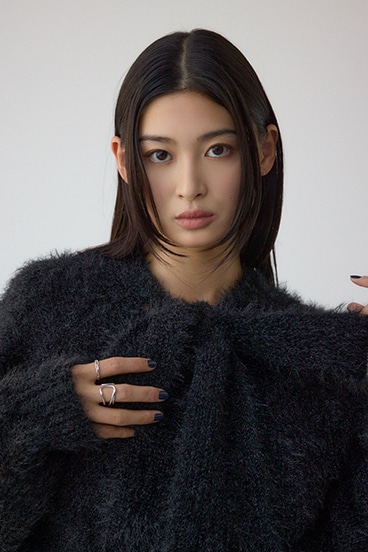 ボウタイデザインニットトップス