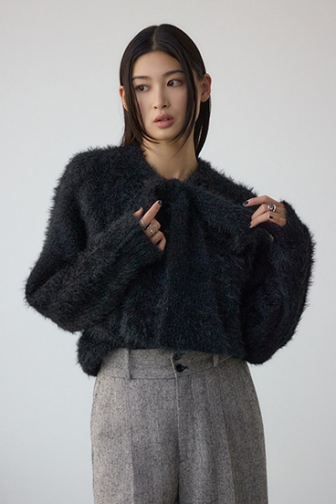 ボウタイデザインニットトップス 詳細画像