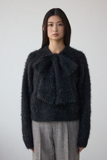 ボウタイデザインニットトップス 詳細画像