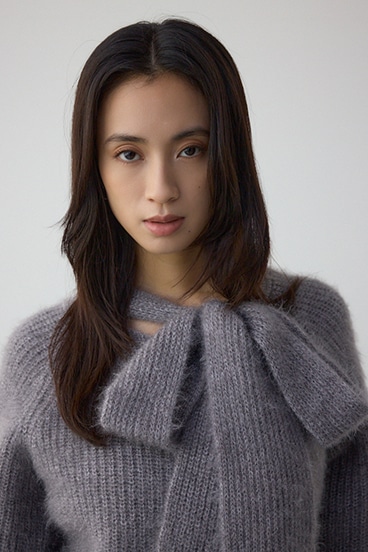 ボウタイデザインニットトップス