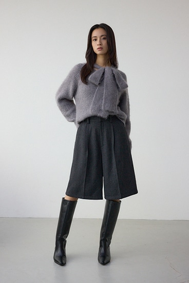 ボウタイデザインニットトップス 詳細画像