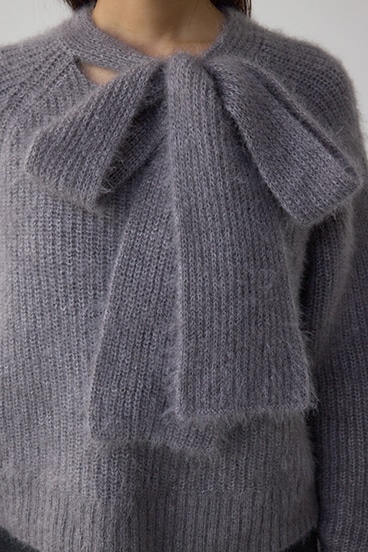 ボウタイデザインニットトップス 詳細画像