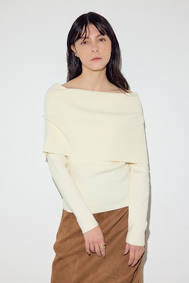 オフショルニットトップス 詳細画像