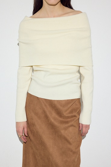 オフショルニットトップス 詳細画像