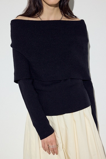 オフショルニットトップス 詳細画像