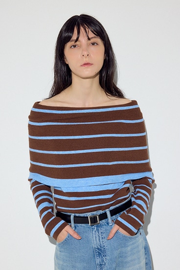 オフショルニットトップス