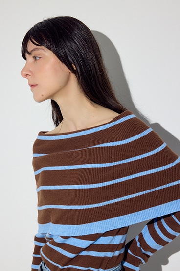 オフショルニットトップス 詳細画像