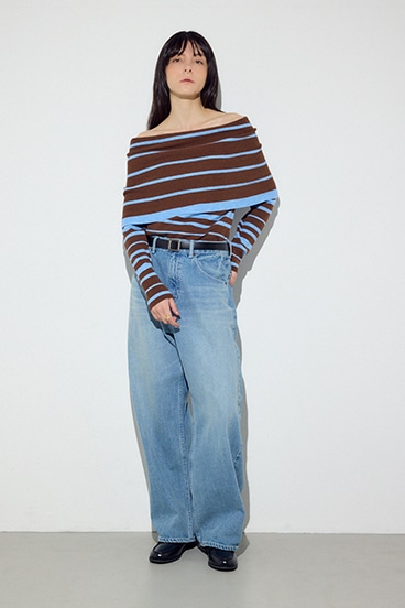 オフショルニットトップス 詳細画像