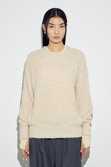カールヤーンクルーネックニット 詳細画像