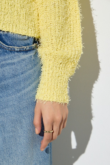 カールヤーンクルーネックニット 詳細画像