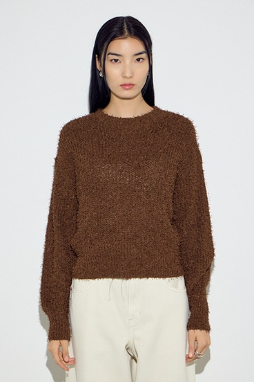 カールヤーンクルーネックニット 詳細画像