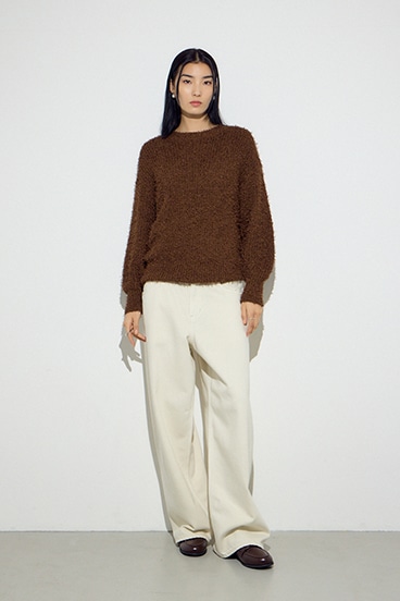 カールヤーンクルーネックニット 詳細画像