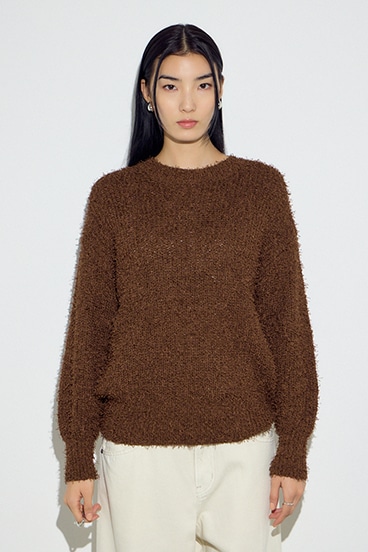 カールヤーンクルーネックニット 詳細画像