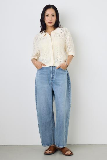 クロシェニットポロカラーカーディガン 詳細画像