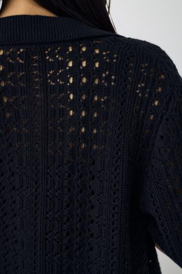 クロシェニットポロカラーカーディガン 詳細画像