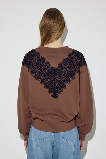 バイカラーレースクルーネックスウェット 詳細画像