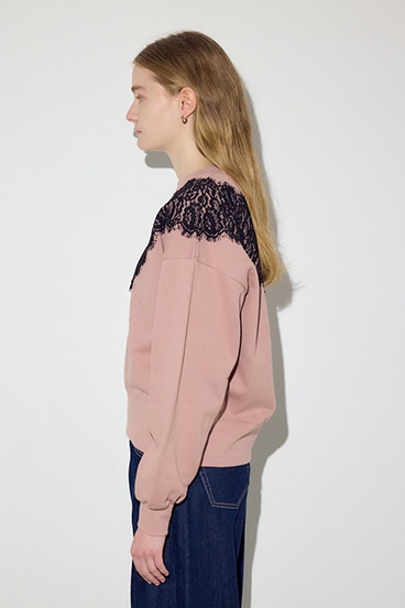 バイカラーレースクルーネックスウェット 詳細画像