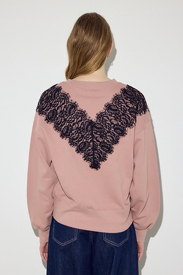 バイカラーレースクルーネックスウェット 詳細画像