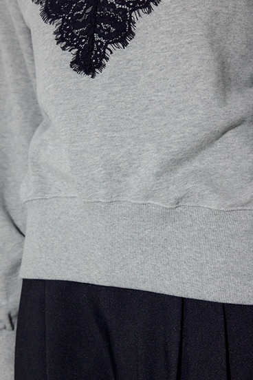 バイカラーレースクルーネックスウェット 詳細画像