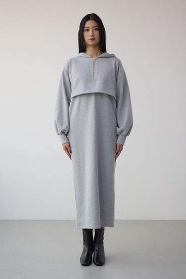 レイヤード風裏起毛フーディーワンピース 詳細画像