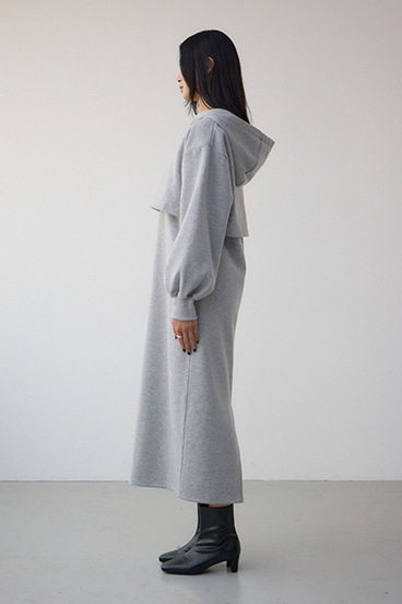 レイヤード風裏起毛フーディーワンピース 詳細画像