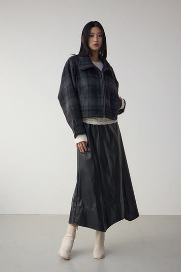 フェイクレザーハンカチーフヘムスカート 詳細画像