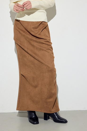 フェイクスエードタックスカート
