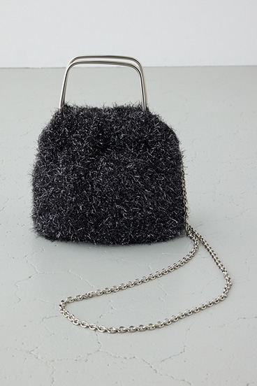 ラメシャギーメタルハンドルバッグ