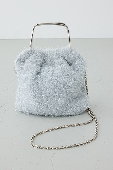 ラメシャギーメタルハンドルバッグ