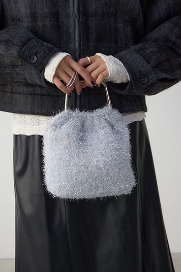 ラメシャギーメタルハンドルバッグ