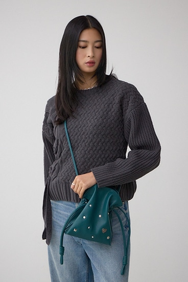 モチーフスタッズドローストリングバッグ 詳細画像