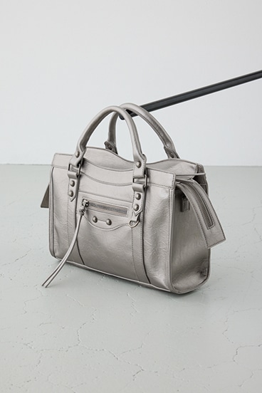 フェイクレザーハンドバッグ 詳細画像