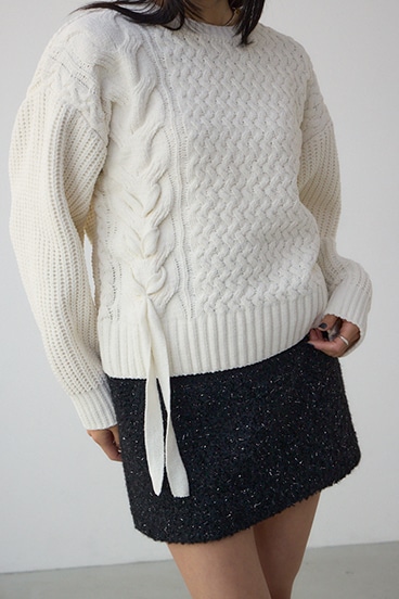 サイドレースアップケーブルニット