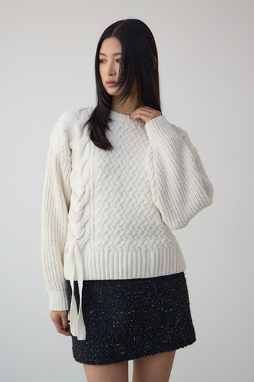 サイドレースアップケーブルニット 詳細画像