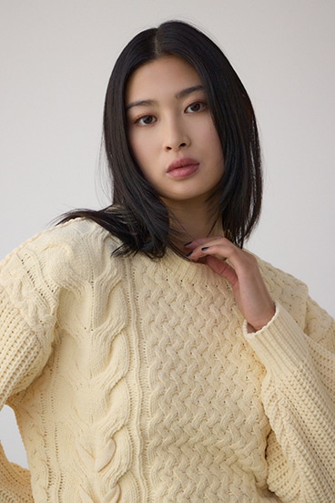 サイドレースアップケーブルニット