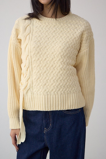 サイドレースアップケーブルニット