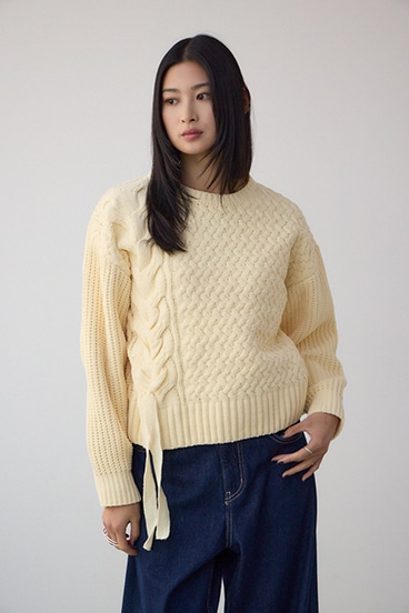 サイドレースアップケーブルニット 詳細画像