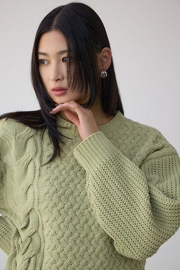 サイドレースアップケーブルニット