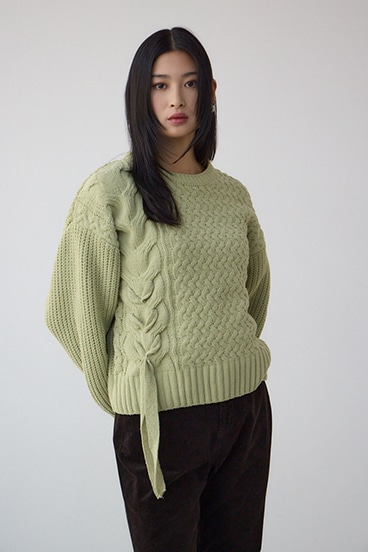 サイドレースアップケーブルニット 詳細画像