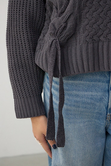 サイドレースアップケーブルニット 詳細画像