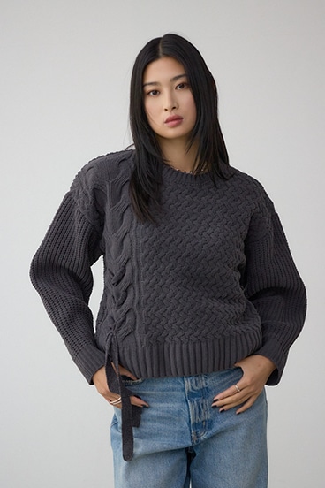 サイドレースアップケーブルニット 詳細画像