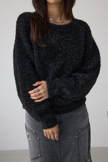 ラメシャギーニットトップス