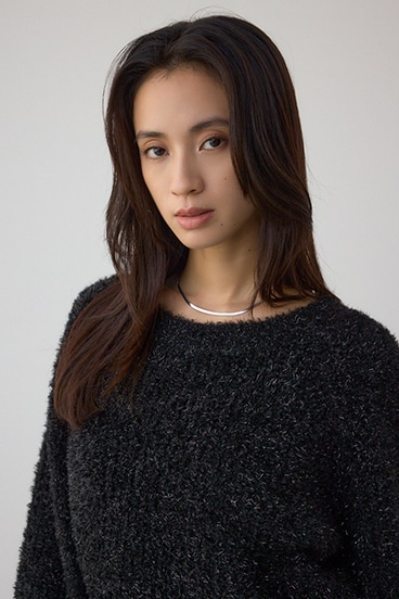 ラメシャギーニットトップス