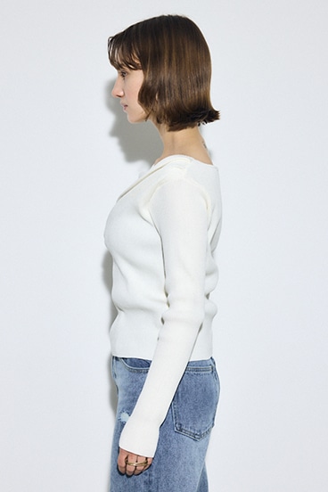 ドレープ長袖ニットトップス 詳細画像