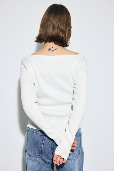 ドレープ長袖ニットトップス 詳細画像