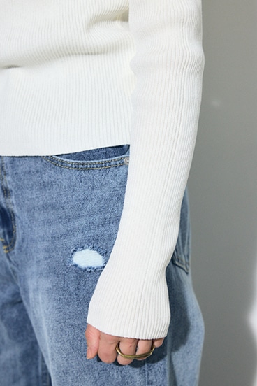 ドレープ長袖ニットトップス 詳細画像