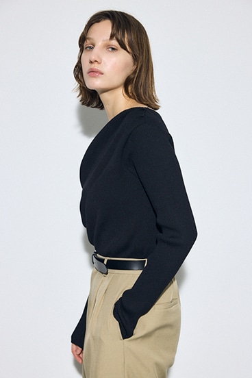 ドレープ長袖ニットトップス 詳細画像