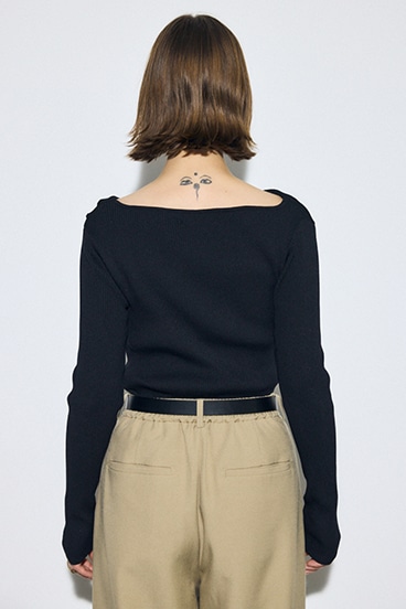 ドレープ長袖ニットトップス 詳細画像