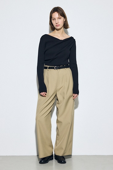 ドレープ長袖ニットトップス 詳細画像