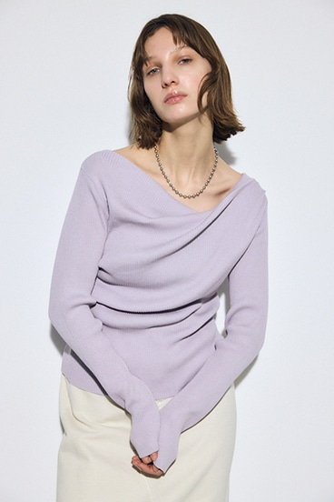 ドレープ長袖ニットトップス